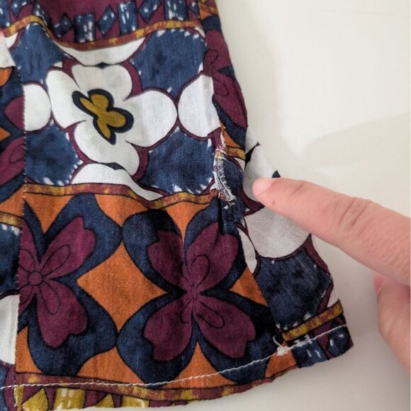 Solitaire Boho Peasant Top Womens Size Medium Tie Dye Floral Lightweight Shirt - Picture 4 of 10